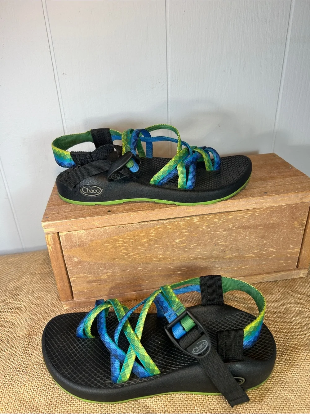 Chaco Women's Multicolor Strappy Sport Sandals - Blue & Green